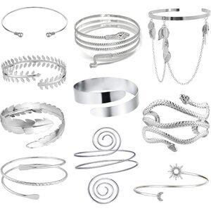 Set of 6-10 Brass Arm Cuffs Fashion Boho Goddess Jewelry Adjustable Women